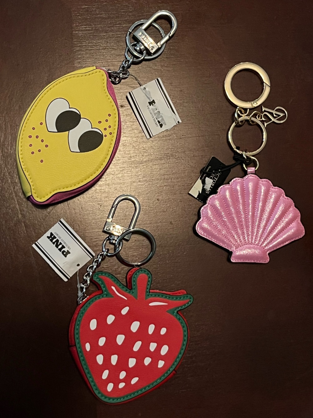 NWPINK Victoria's Secret Yellow Lemon, Red Strawberry & Pink Shell Bag CharmTrio